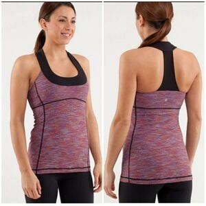 LULULEMON Scoop Neck Tank Multi-Color Stripe Sz 6